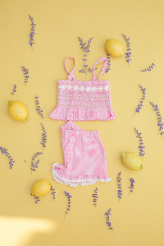 Top Florentina vichy rouge enfants louise misha coton en herbe