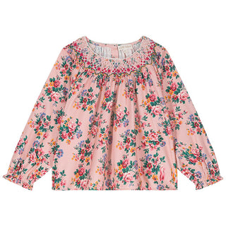 Blouse Mahina en velours rose fleuri Louise misha coton en herbe