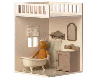 Annexe salle de bain maison miniature maileg coton en herbe jouets