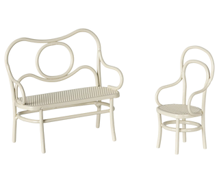 Table banc & chaise Souris Small  Blanc cassé