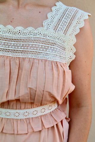 Haut Caraco en coton de soie rose nude