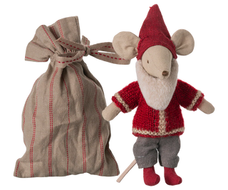 Père Noël Souris maileg coton en herbe pour les enfants