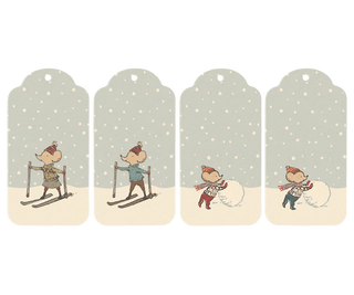 Étiquettes cadeaux de Noël, 12 pcs maieleg coton en herbe illustration souris