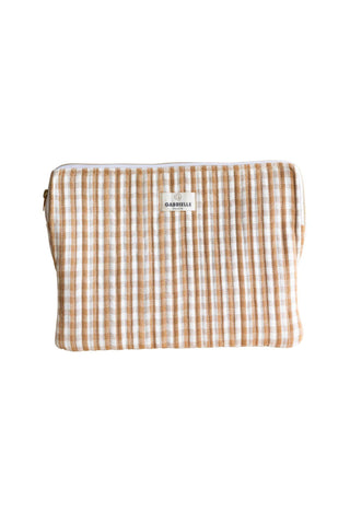 Pochette ordinateur vichy camel Gabriel Paris Coton en Herbe