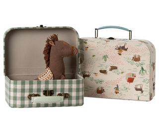 Lot de valises 2 pièces jouets maileg coton en herbe vichy vert