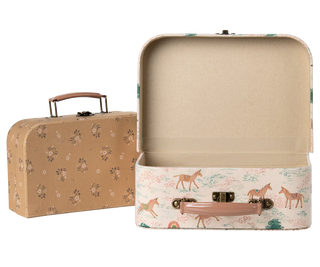 Lot de valises 2 pièces maileg coton en herbe moutarde et fleurs