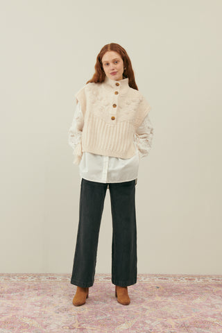 Poncho Song creme pour femme Louise Misha coton en herbe