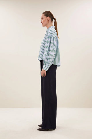 Chemise Sarah short sea blouse green sea stripe