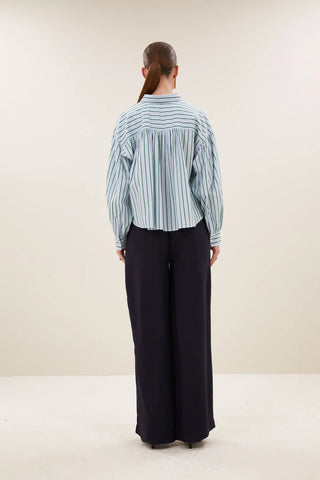 Chemise Sarah short sea blouse green sea stripe