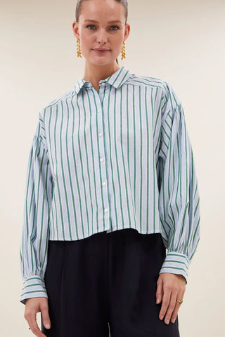 Chemise Sarah short sea blouse green sea stripe
