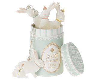 Ornement Lapin de pâques 5 pièces maileg coton en herbe décoration