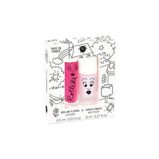Coffret Brillant à lèvres + vernis framboise nailmatic coton en herbe
