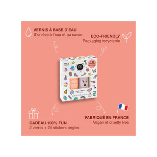 Coffret duo vernis pour enfants + stickers crac nailmatic coton en herbe
