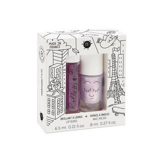 Coffret Brillant à lèvres + vernis mûre nailmatic coton en herbe