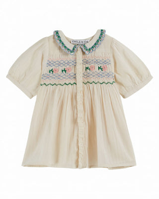 Robe brodée smocks emile et ida coton en herbe