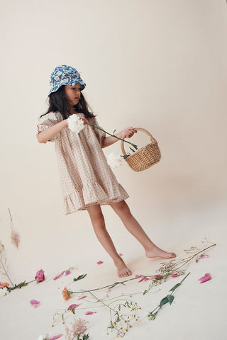 Robe carreaux vanille brodée emile et ida coton en herbe