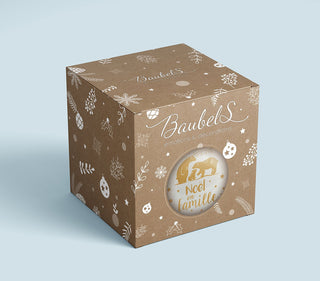 Emballage cadeau boule de noël famille Baubels coton en herbe