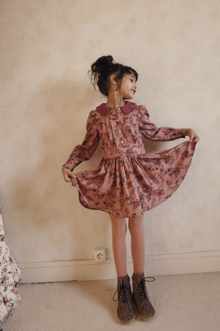 Robe col crochet, Orchid rose emile et ida coton en herbe