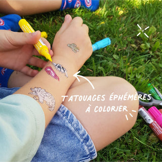 Tatouages éphémères à colorier - Tattoo Artist - Dinosaures nailmatic coton en herbe