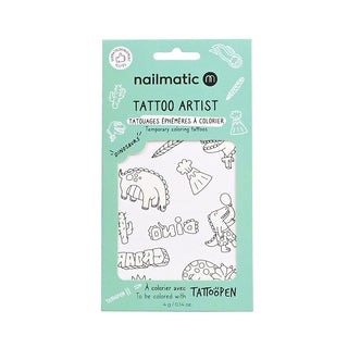 Tatouages à colorier - Tattoo Artist - Dinosaures nailmatic coton en herbe