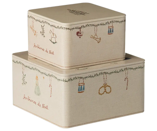 Boîtes en métal ambiance de Noël set 2 pièces maileg coton en herbe