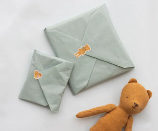 Feuille d'autocollants Lapins & Teddies maileg coton en herbe emballage original