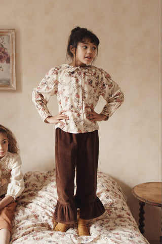 ensemble Pantalon velours bas volant marron enfant emile et ida coton en herbe