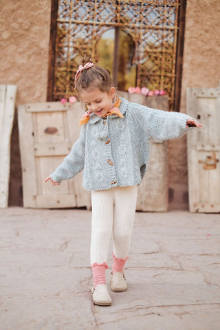 Cape Khella bleu pour enfants en maille louise misha coton en herbe