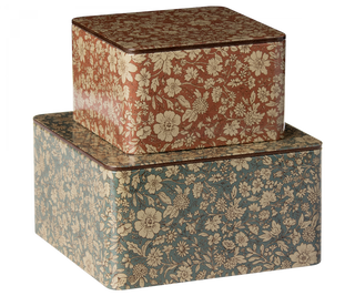 Boîtes en métal fleurs set 2 pièces maileg coton en herbe