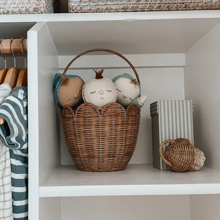 Panier en rotin tulipe avec anse natural enfants olli ella coton en herbe décoration