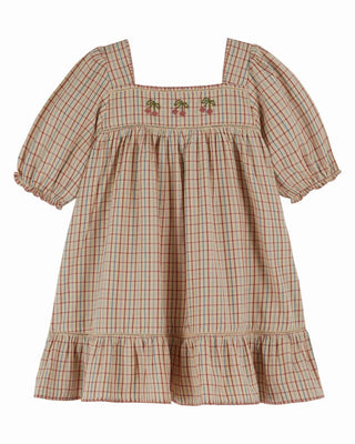 Robe carreaux vanille brodée emile et ida coton en herbe