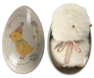 Oeuf de Pâques poussin Small maileg coton en herbe boîte métal doudou