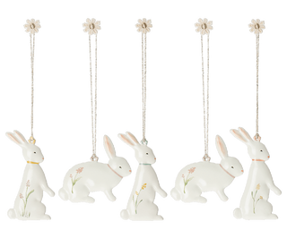 Ornement Lapin de pâques 5 pièces maileg coton en herbe
