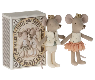 Souris jumeaux royaux rose maileg coton en herbe