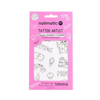 Tatouages à colorier - Tattoo Artist Kawai nailmatic coton en herbe