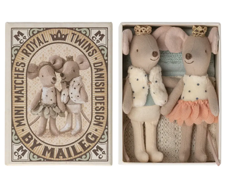 Souris jumeaux royaux rose maileg coton en herbe cadeau enfants