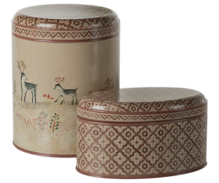 Boites en métal winter wonderland set 2 pièces rangement maileg noël coton en herbe