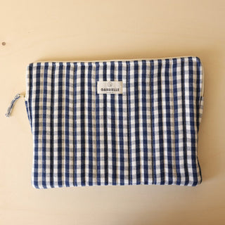 Pochette ordinateur vichy Indigo Gabriel Paris Coton en Herbe
