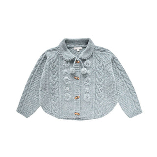 Cape Khella bleu pour enfants en maille louise misha coton en herbe