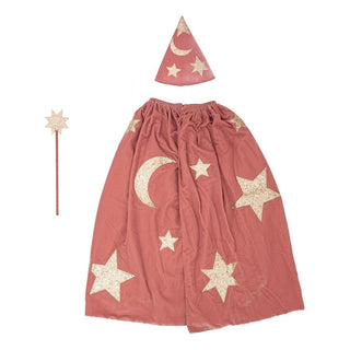 Costume de sorcier en velours rose coton en herbe
