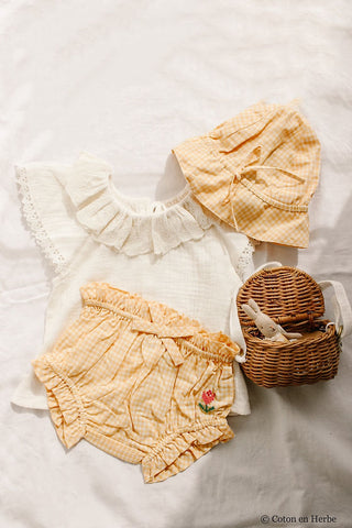 ensemble Bloomer vichy jaune emile et ida enfant coton en herbe