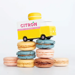 Food trucks Citron Macaron jouet en bois enfants Candylab coton en herbe