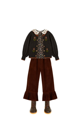 ensemble Pantalon velours bas volant marron enfant emile et ida coton en herbe