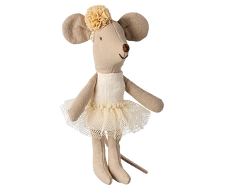 Souris danseuse petite soeur blanc cassé