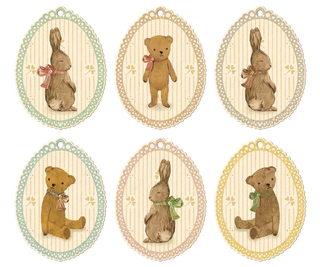 Étiquettes cadeaux Lapins & Teddies maileg coton en herbe