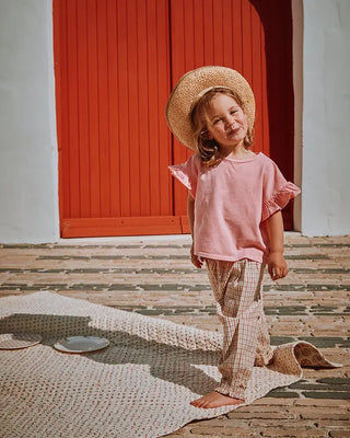 Pantalon carreau vanille meile et ida coton en herbe