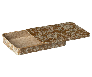 Boites en métal coulissant blossom ocre cadeau maileg coton en herbe plumier
