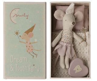Souris Fée des dents Petite sœur maileg coton en herbe doudou