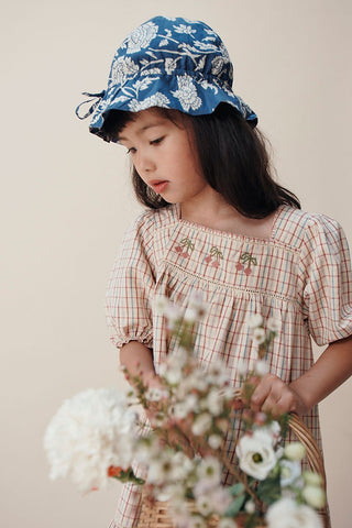 Robe carreaux vanille brodée emile et ida coton en herbe