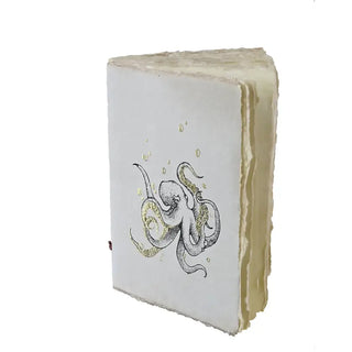 Carnet en papier parchemin motif poulpe octopus or epigram coton en herbe